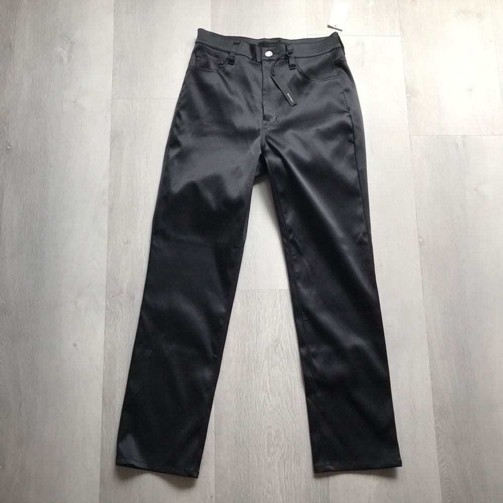 J BRAND BLACK PANTS SATIN STRAIGHT LEG WOMENS 26 NWT